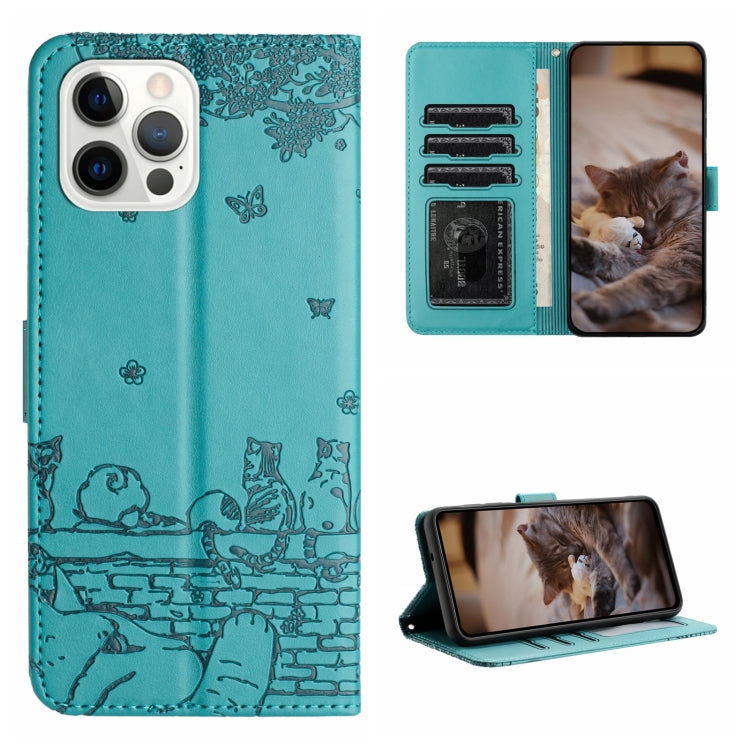 Cat Embossing Pattern Leather Phone Case with Lanyard, Series 1