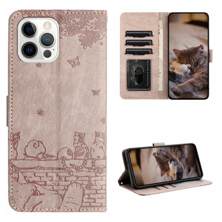 Cat Embossing Pattern Leather Phone Case with Lanyard, Series 1