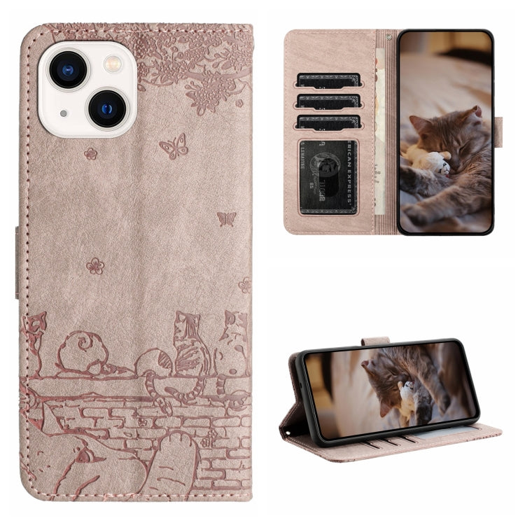 Cat Embossing Pattern Leather Phone Case with Lanyard, Series 2