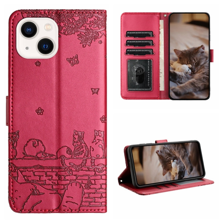 Cat Embossing Pattern Leather Phone Case with Lanyard, Series 3