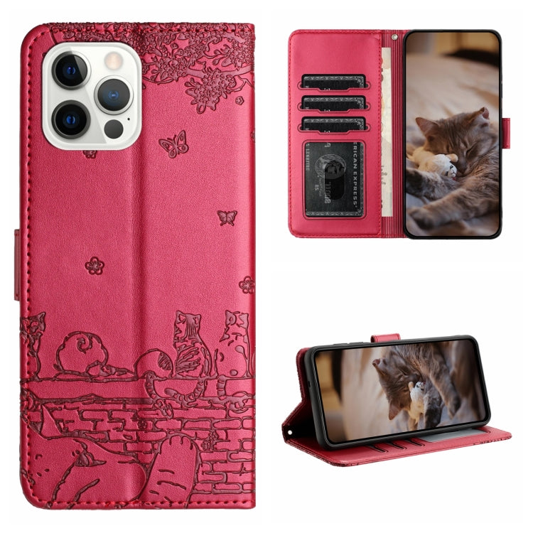 Cat Embossing Pattern Leather Phone Case with Lanyard, Series 2