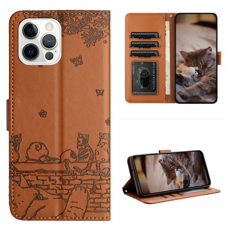 Cat Embossing Pattern Leather Phone Case with Lanyard, Series 2