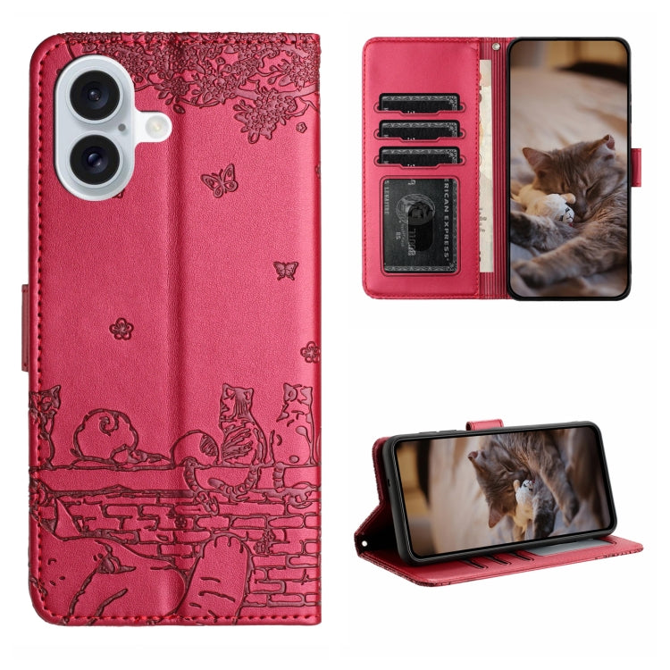 Cat Embossing Pattern Leather Phone Case with Lanyard, Series 1