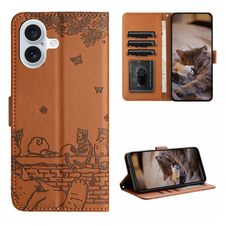 Cat Embossing Pattern Leather Phone Case with Lanyard, Series 3