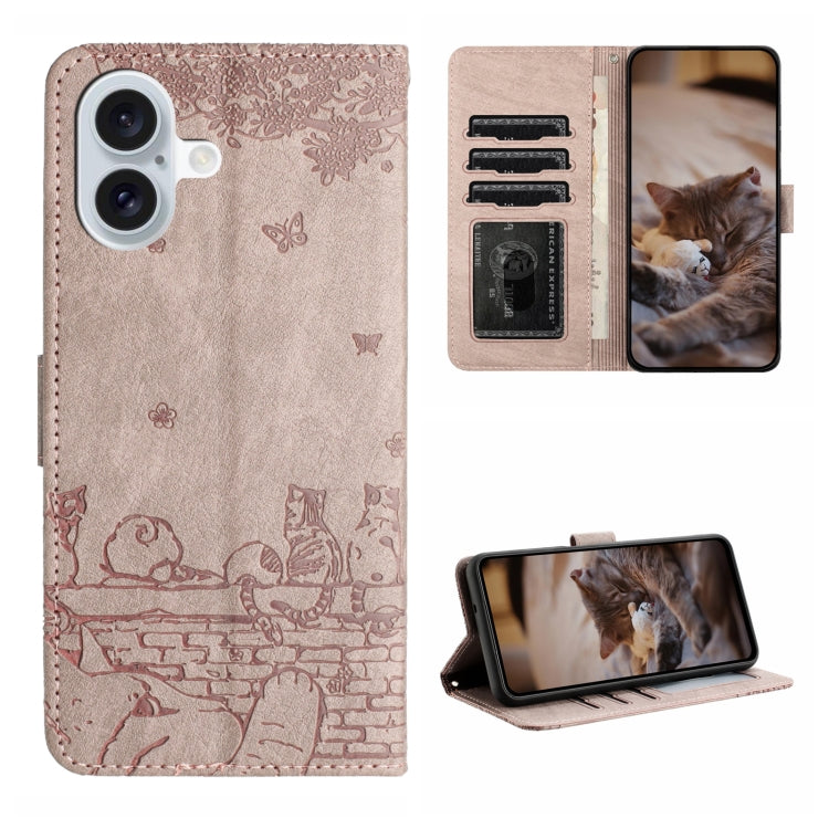 Cat Embossing Pattern Leather Phone Case with Lanyard, Series 3