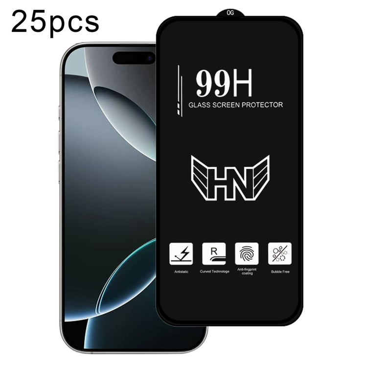 25pcs High Aluminum Large Arc Full Screen Tempered Glass Film