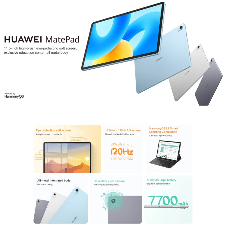 HUAWEI MatePad 11.5 inch 2023 WIFI, HarmonyOS 3.1 Qualcomm Snapdragon 7 Gen 1 Octa Core, Not Support Google Play