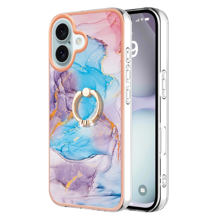 Electroplating Pattern IMD TPU Shockproof Case with Rhinestone Ring Holder, Series 1