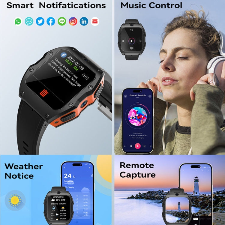 Model X 1.99 inch IP68 Waterproof Android 9.0 4G Dual Cameras Ceramics Smart Watch, 2GB+16GB, 4GB+128GB