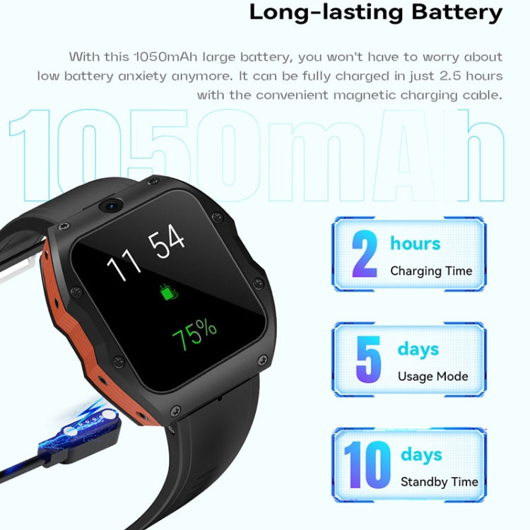 Model X 1.99 inch IP68 Waterproof Android 9.0 4G Dual Cameras Ceramics Smart Watch, 2GB+16GB, 4GB+128GB