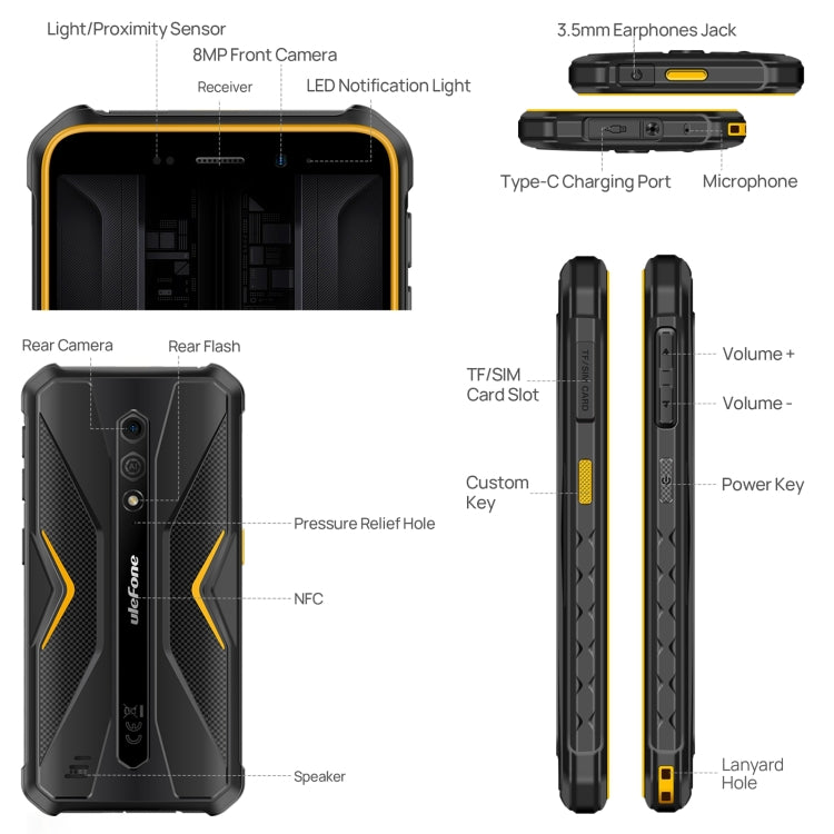 Ulefone Armor X12 Pro, IP68/IP69K Rugged Phone, 5.45 inch Android 13 MediaTek Helio G36 Octa Core, Network: 4G, NFC, 4GB+64GB