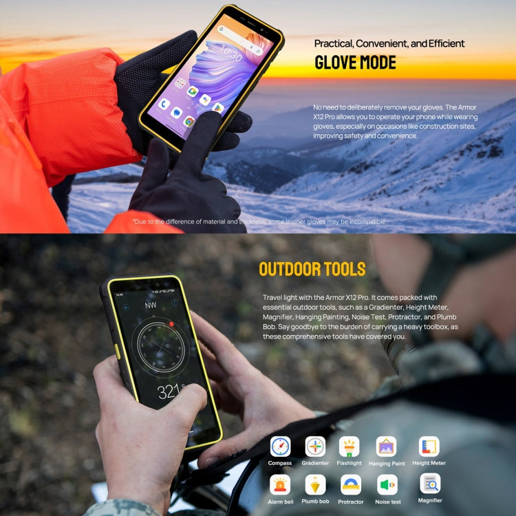 Ulefone Armor X12 Pro, IP68/IP69K Rugged Phone, 5.45 inch Android 13 MediaTek Helio G36 Octa Core, Network: 4G, NFC, 4GB+64GB