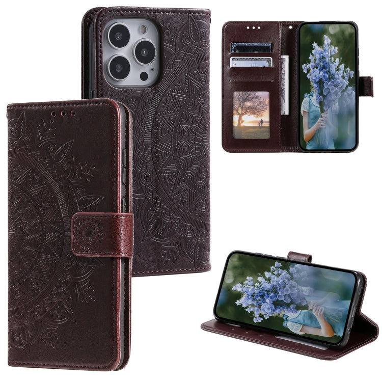 Totem Flower Embossed Leather Phone Case, Series 3