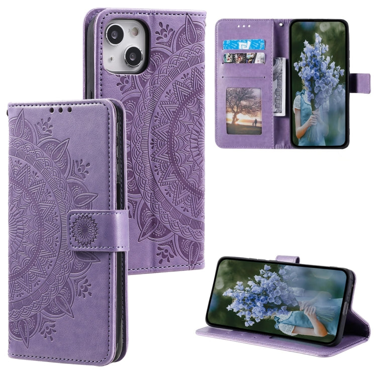 Totem Flower Embossed Leather Phone Case, Series 2