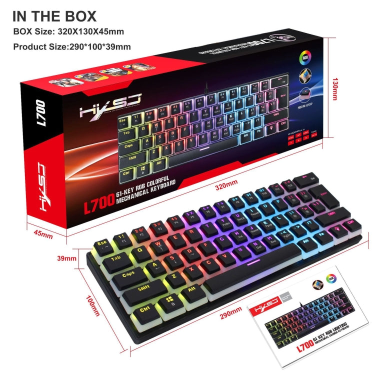 HXSJ L700 Wired RGB Mechanical Keyboard 61 Pudding Key Caps, L700