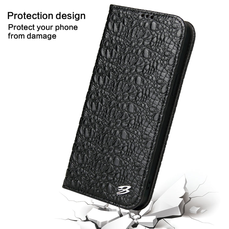 Fierre Shann Crocodile Texture Magnetic Genuine Leather Phone Case