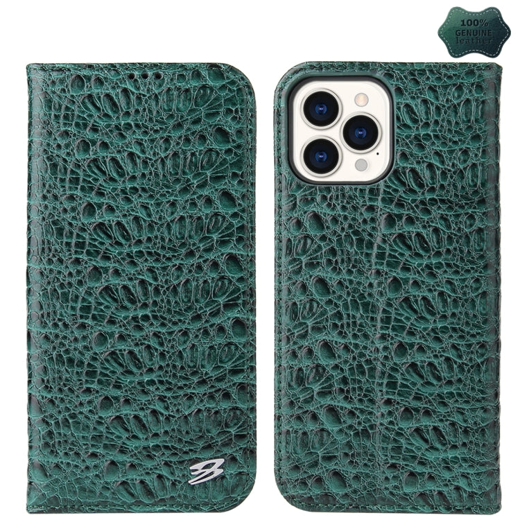 Fierre Shann Crocodile Texture Magnetic Genuine Leather Phone Case