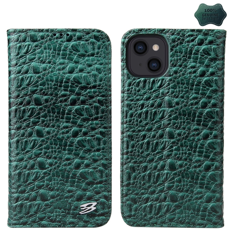 Fierre Shann Crocodile Texture Magnetic Genuine Leather Phone Case