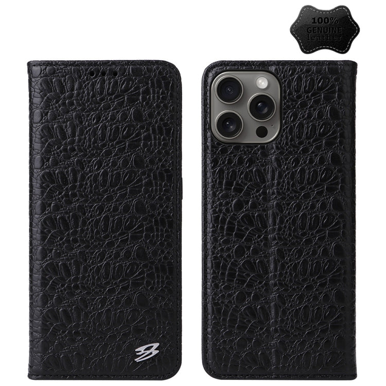 Fierre Shann Crocodile Texture Magnetic Genuine Leather Phone Case