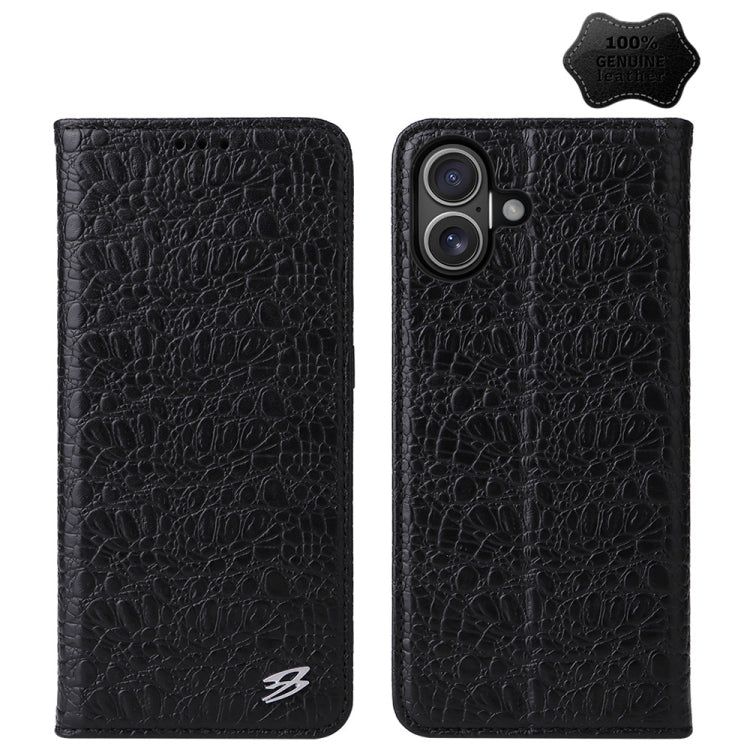 Fierre Shann Crocodile Texture Magnetic Genuine Leather Phone Case