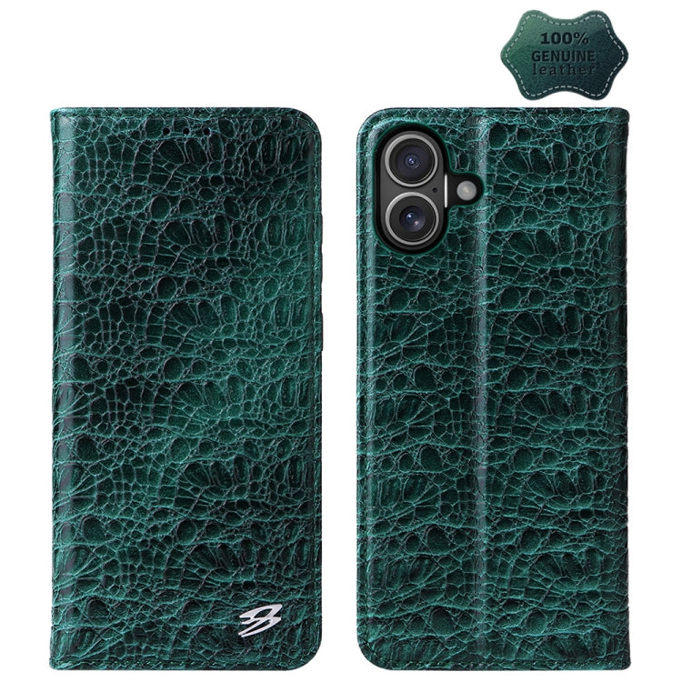 Fierre Shann Crocodile Texture Magnetic Genuine Leather Phone Case