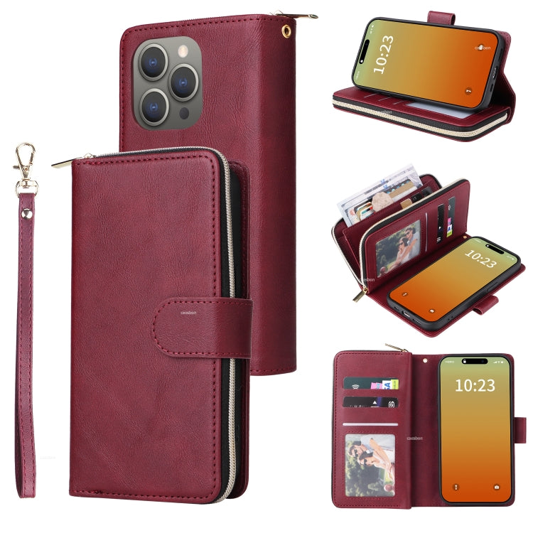 9 Card Slots Zipper Wallet Bag Leather Phone Case, Series 1