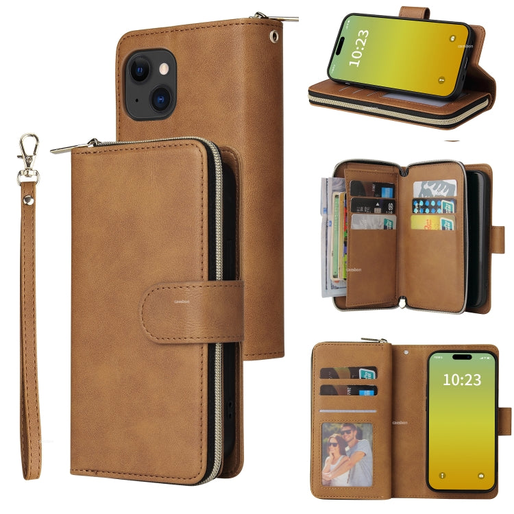 9 Card Slots Zipper Wallet Bag Leather Phone Case, Series 1