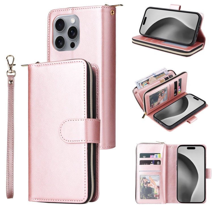 9 Card Slots Zipper Wallet Bag Leather Phone Case, Series 2