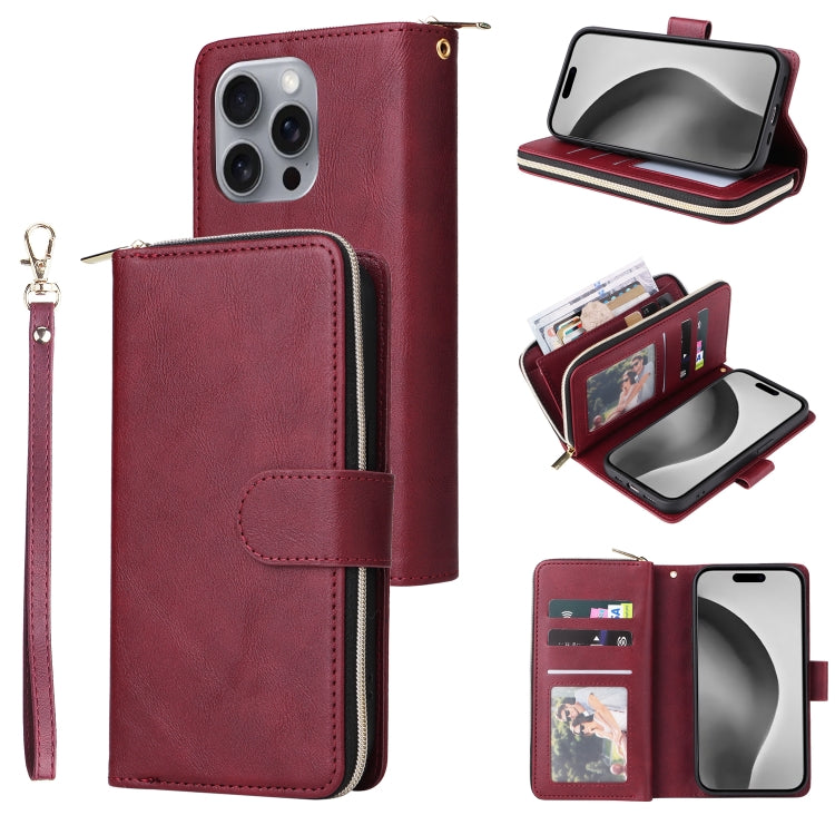 9 Card Slots Zipper Wallet Bag Leather Phone Case, Series 2