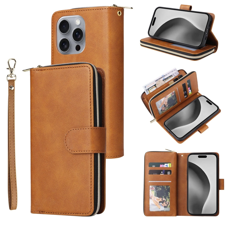 9 Card Slots Zipper Wallet Bag Leather Phone Case, Series 2