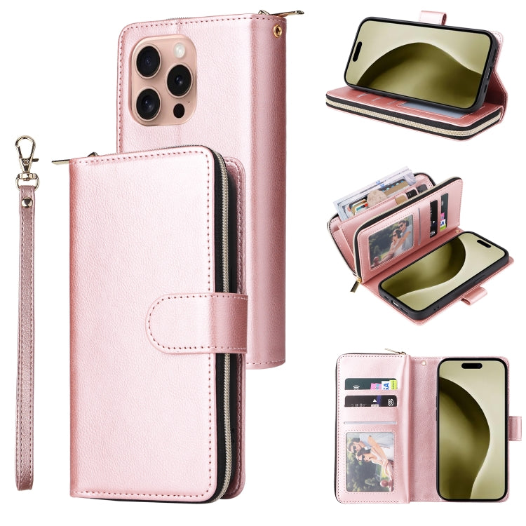 9 Card Slots Zipper Wallet Bag Leather Phone Case, Series 1