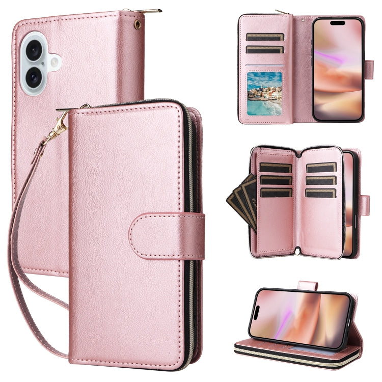 9 Card Slots Zipper Wallet Bag Leather Phone Case, Series 1