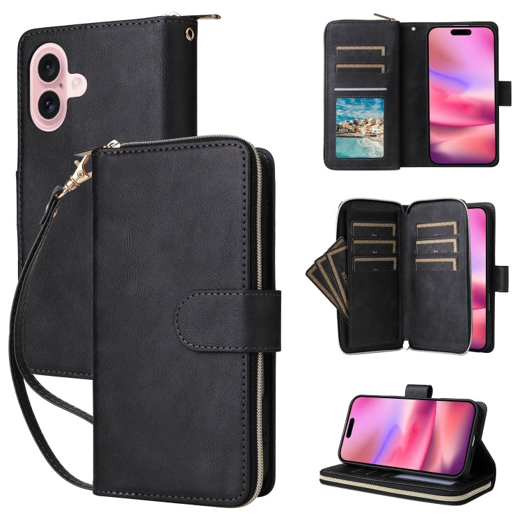 9 Card Slots Zipper Wallet Bag Leather Phone Case, Series 1