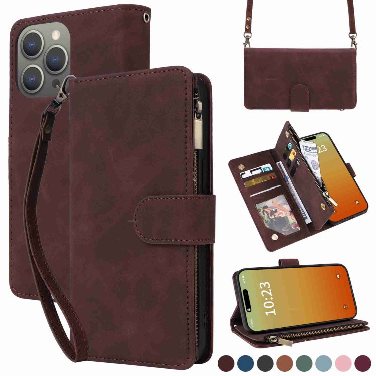 Crossbody Multi-card Slot Wallet Zipper Leather Phone Case, Series 3