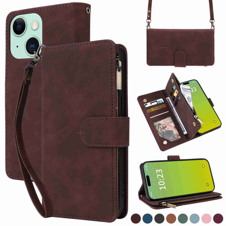 Crossbody Multi-card Slot Wallet Zipper Leather Phone Case, Series 1