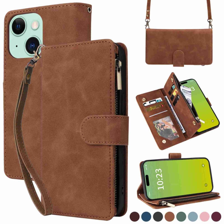 Crossbody Multi-card Slot Wallet Zipper Leather Phone Case, Series 1