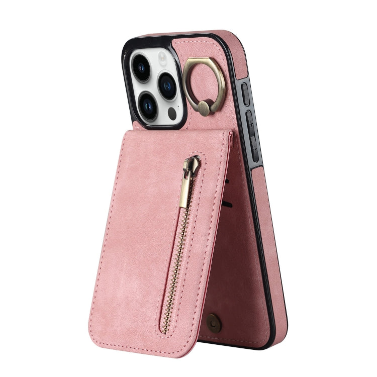 Retro Ring and Zipper RFID Card Slot Phone Case, Series 2