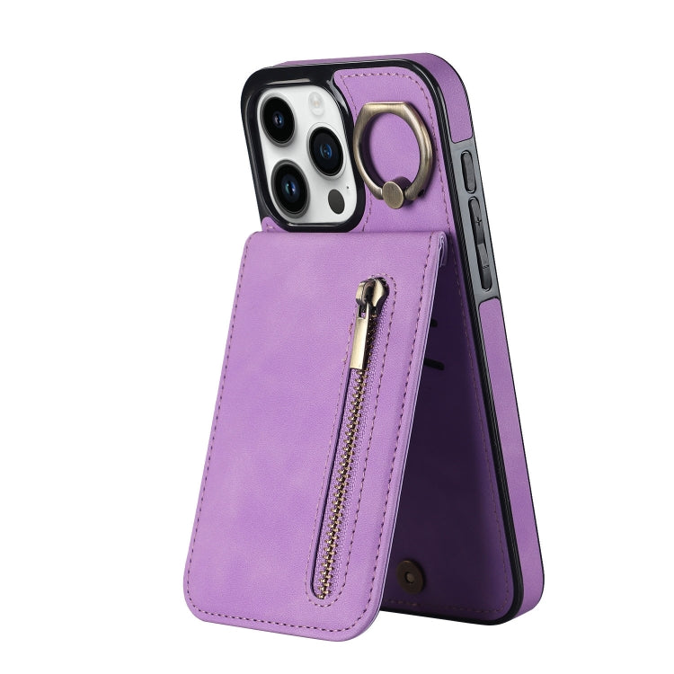 Retro Ring and Zipper RFID Card Slot Phone Case, Series 2