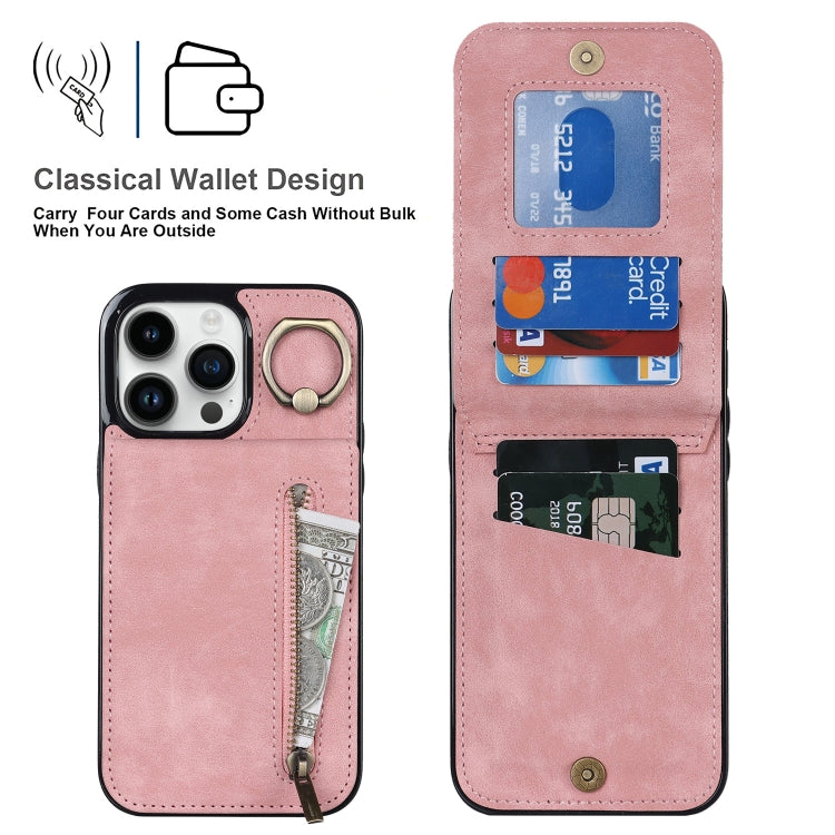 Retro Ring and Zipper RFID Card Slot Phone Case, Series 1