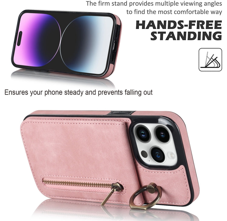 Retro Ring and Zipper RFID Card Slot Phone Case, Series 1