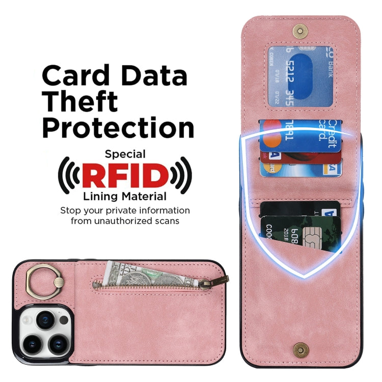 Retro Ring and Zipper RFID Card Slot Phone Case, Series 1