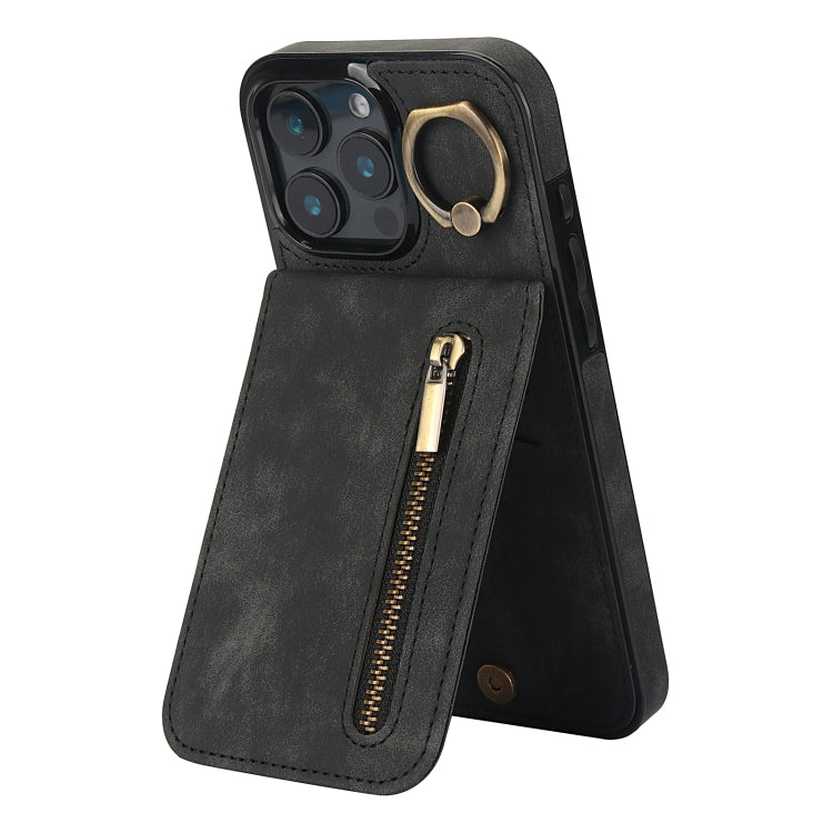 Retro Ring and Zipper RFID Card Slot Phone Case, Series 2