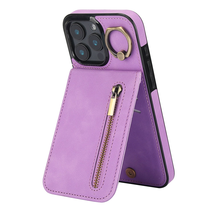 Retro Ring and Zipper RFID Card Slot Phone Case, Series 1