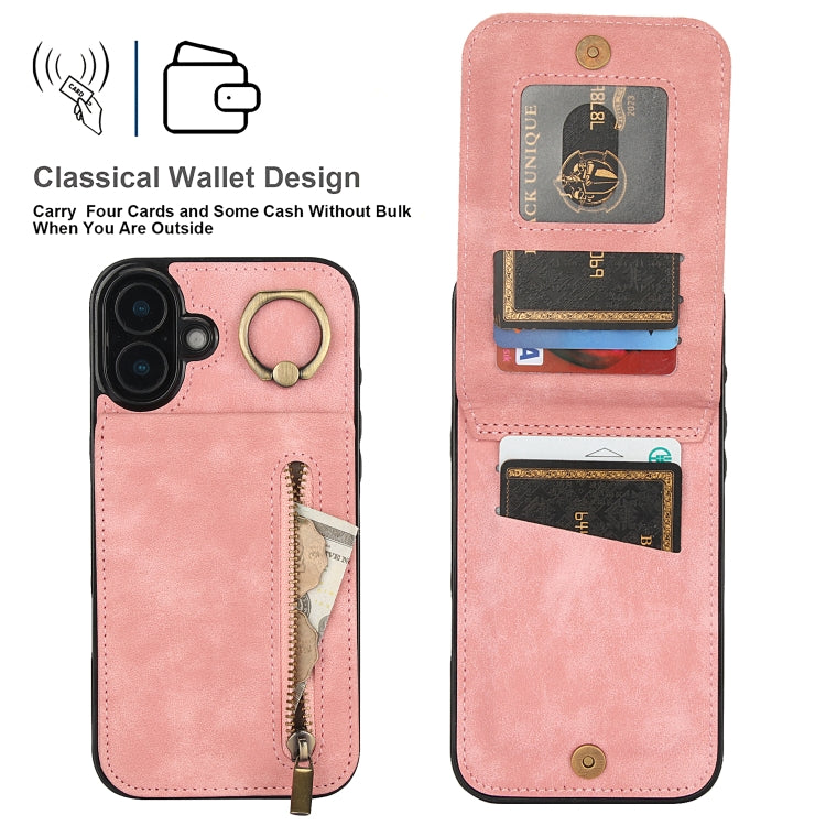 Retro Ring and Zipper RFID Card Slot Phone Case, Series 2