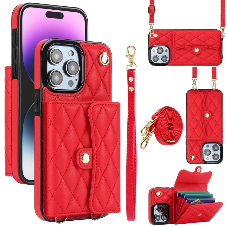 Crossbody Rhombic Horizontal Wallet Leather Phone Case, Series 4