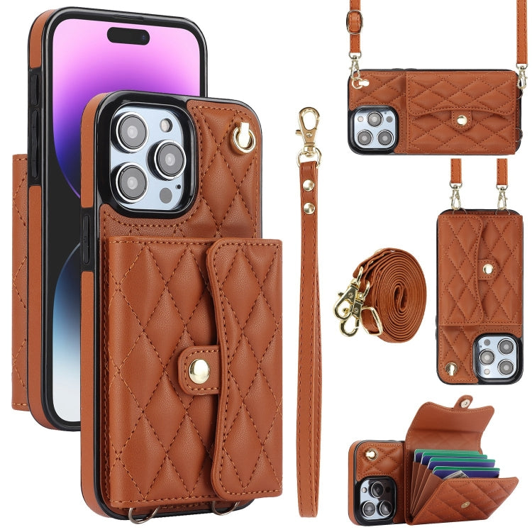 Crossbody Rhombic Horizontal Wallet Leather Phone Case, Series 4