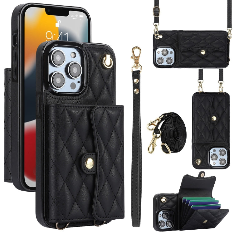 Crossbody Rhombic Horizontal Wallet Leather Phone Case, Series 2