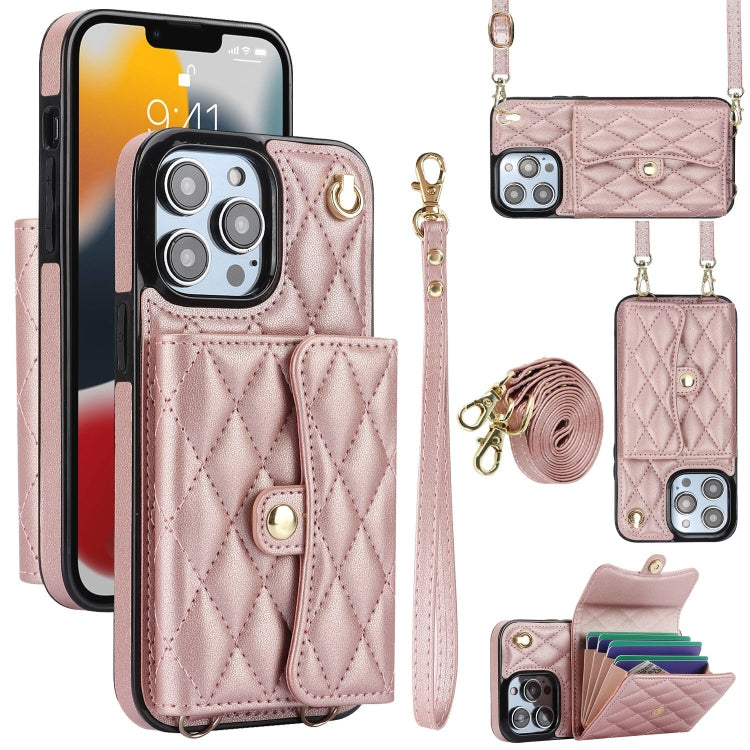 Crossbody Rhombic Horizontal Wallet Leather Phone Case, Series 2