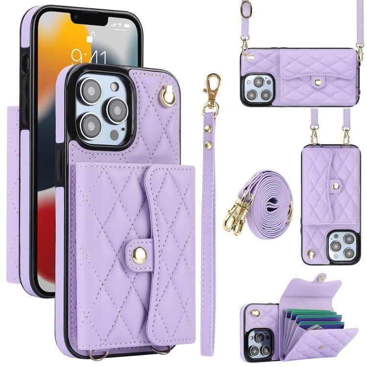 Crossbody Rhombic Horizontal Wallet Leather Phone Case, Series 1