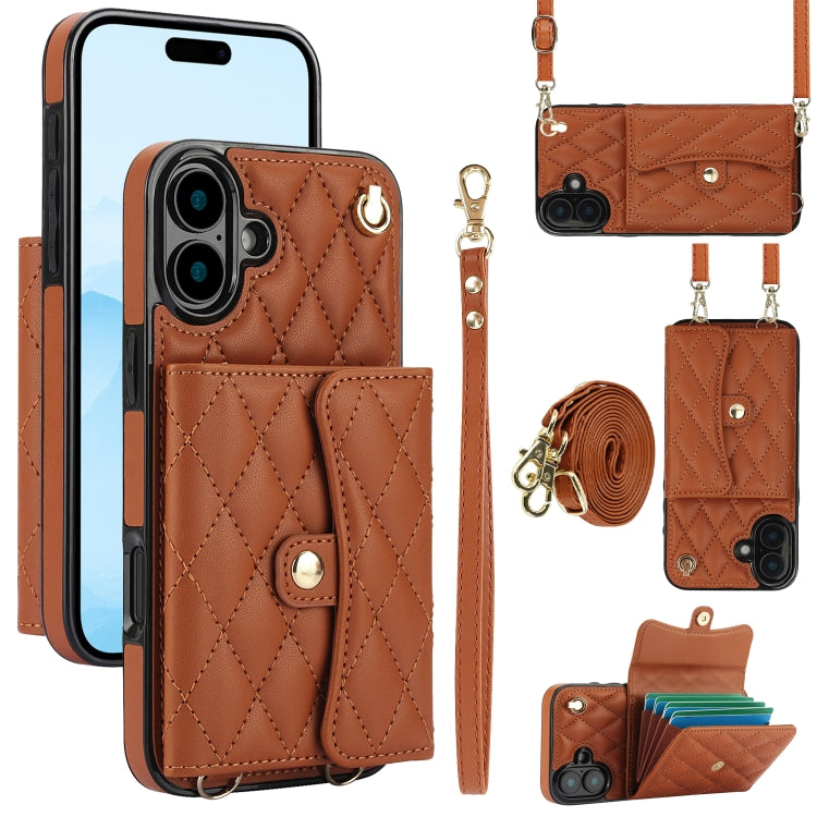 Crossbody Rhombic Horizontal Wallet Leather Phone Case, Series 4